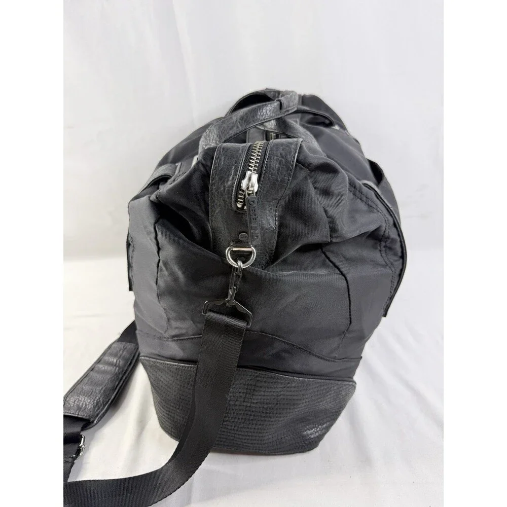 Retro Y2K DIESEL Tote Bag Large Capacity Boston Nylon Leather Black Vintage